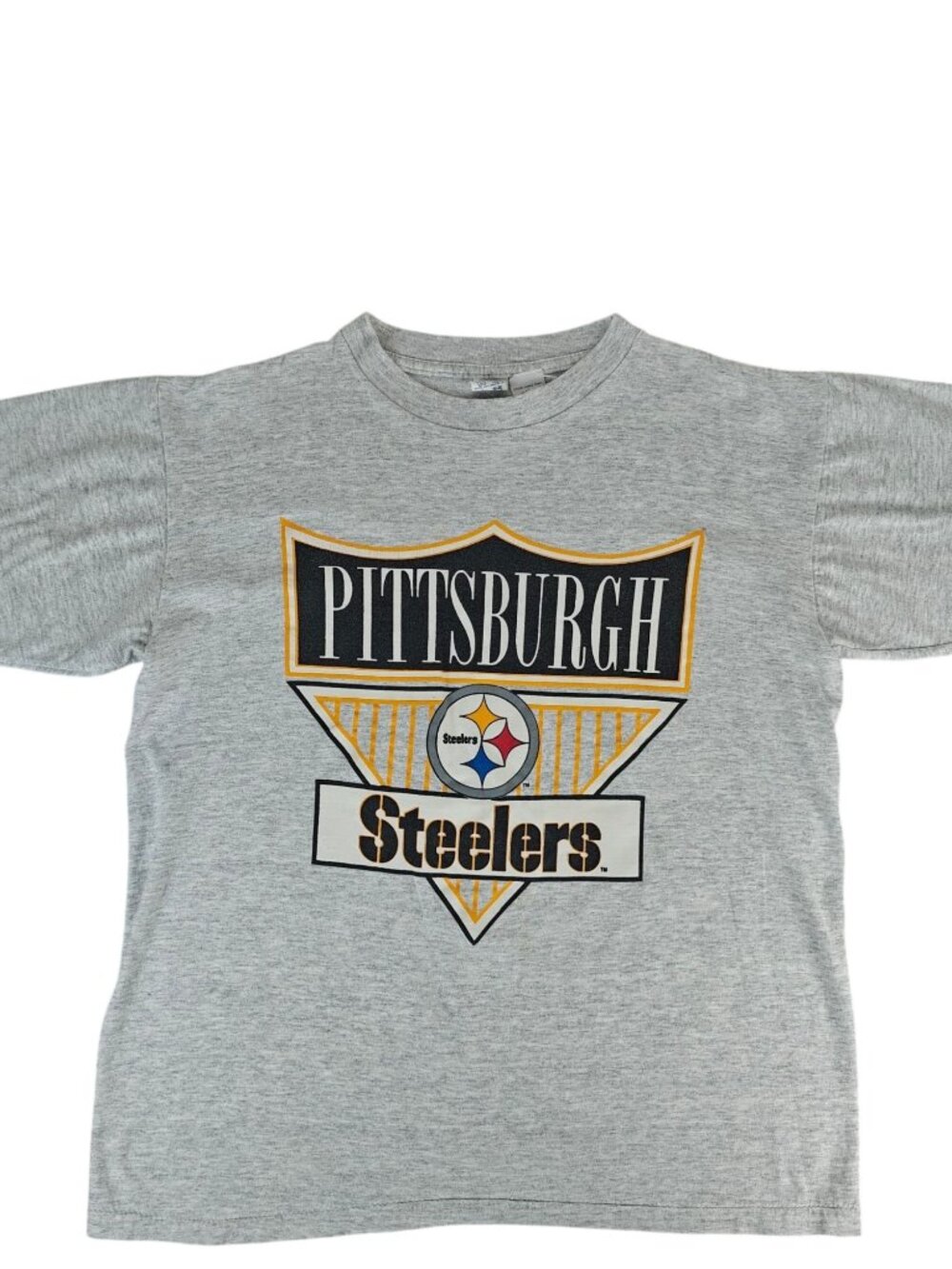 Vintage NFL Pittsburgh Steelers Graphic T-Shirt Women's Medium Gray Shield Logo